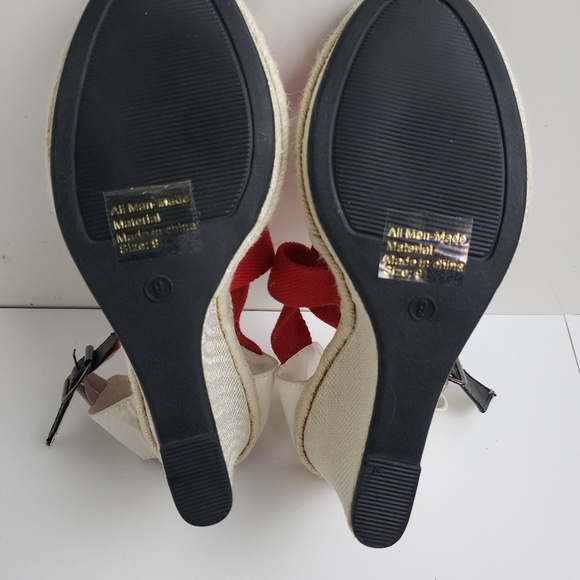 Red White Slingback Open Toe sz 9 Platform - Picture 6 of 8